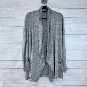 Staccato Drapey Open Front Pockets Marled Gray Soft Cardigan Medium 💗